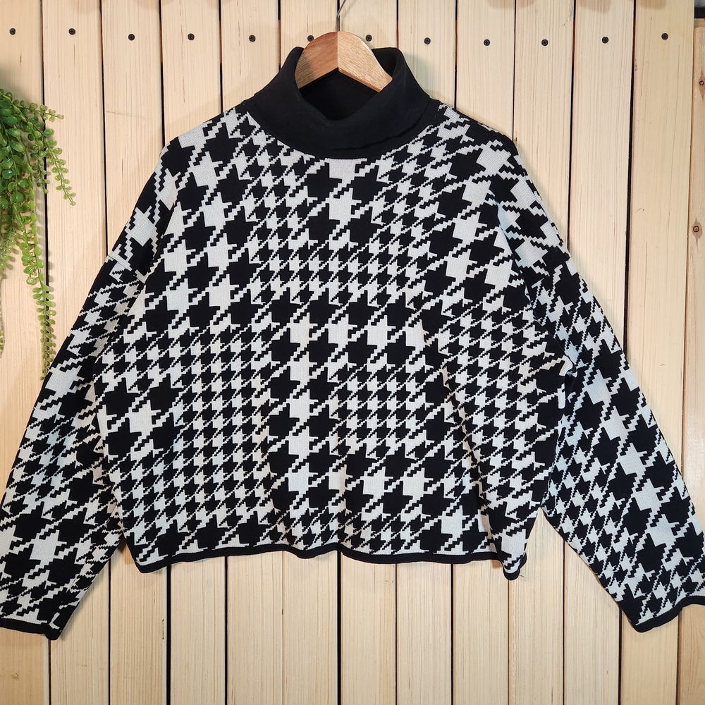 Sueter Tur H&M Black and White Houndstooth Jacket.